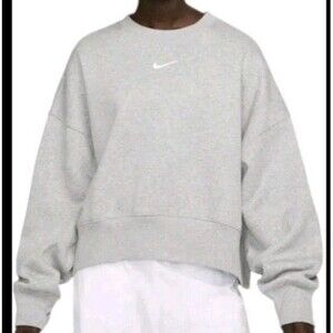 Nike Phoenix Fleece Crop Crewneck Sweatshirt Women's Medium Oversized Gray